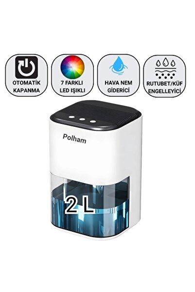Polham Otomatik 2 Litre Banyo,Mutfak, Çamaşır Odası İçin Nem Alma Cihazı, Rut...