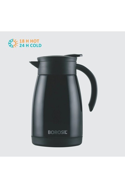 Borosil Insulated Stainless Steel Tea and Coffee Vacuum Thermos Flask 1 Liter - Black