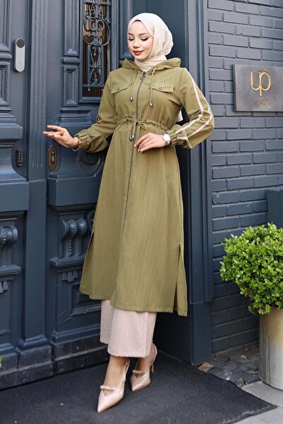 Missvalle Lace-Up Waist Hooded Suit Khaki 19241