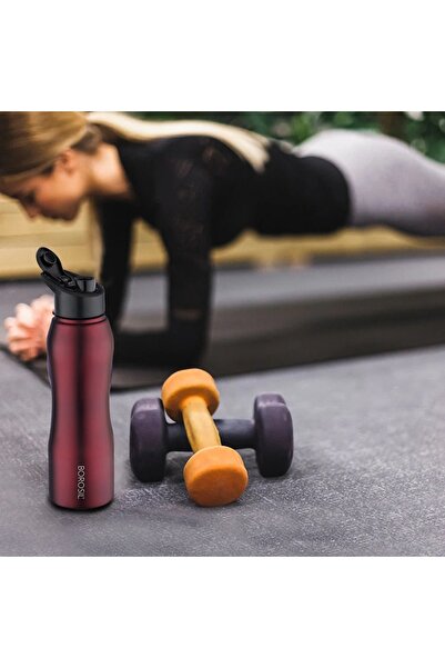 Borosil Grip-n-Sip Stainless Steel Water Bottle, 1 Liter- Maroon