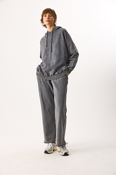 VENA Φούτερ με κουκούλα Regular Fit Washable 100% βαμβάκι - ΑΝΘΡΑΚΙΤΙΚΟ