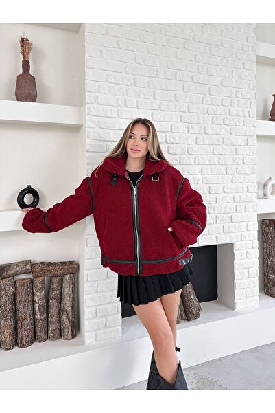 Bella Breeze Palton de pluș pentru femei supradimensionat Lamb cu fermoar