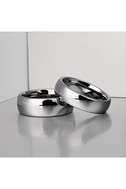 Satürn Silver Kuyumculuk Unisex 6mm Bombeli Erkek Kadın Çelik Alyans Yüzük 1....