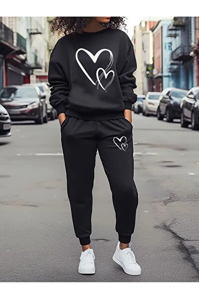 mercoledi Γυναικείο σετ αθλητικής φόρμας με τύπωμα oversized με λαιμόκοψη