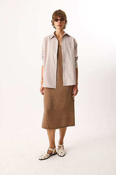 VENA Rose Regular Fit Striped Shirt - Stone Striped