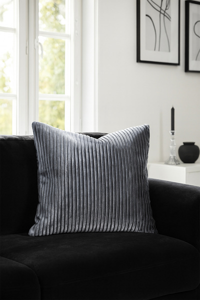 Premier Home Corduroy Throw Pillow Cover Silver 45X45