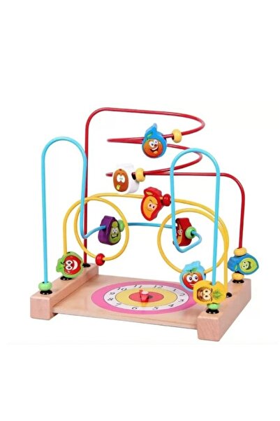 Toy Labirint educațional din lemn cu fructe, bile și ceas