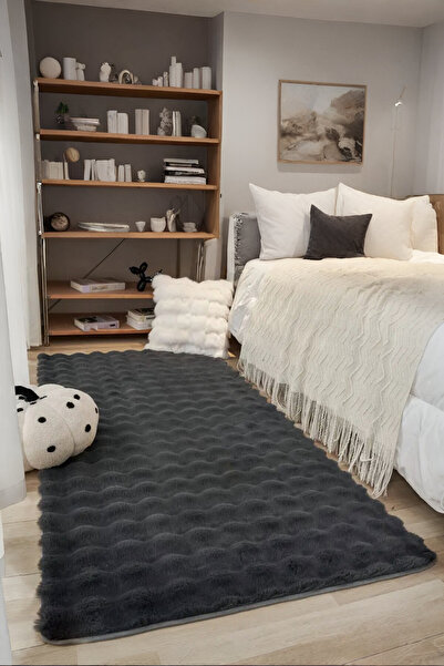 Myevilla Dekoratif Bubble Yumuşak Peluş Halı Kaymaz Tabanlı Salon Oturma Odas...