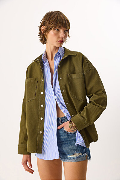 VENA Cămașă exterioară din denim 100% bumbac colorat Sementa - KHAKI