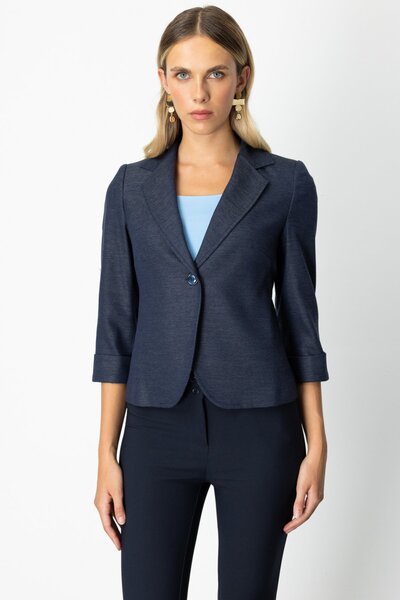 Mi Pret a Porter Mi Mono Collar Buttoned Layered Sleeve Jacket