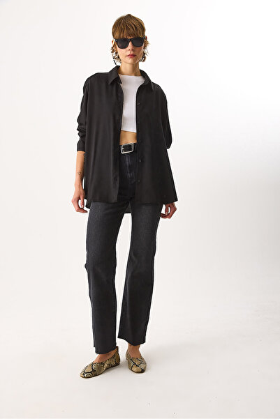 VENA Women's Oversize Lyocell Shirt - Black