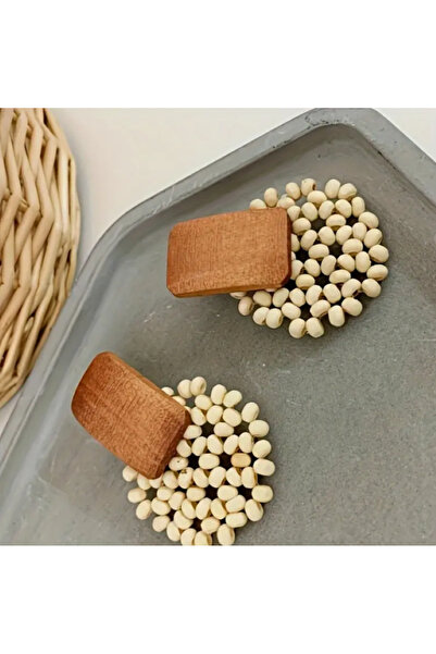 MAURA LIYUZA أقراط على شكل زهرة بتصميم دائري أنيق باللون البني على الطراز الب...