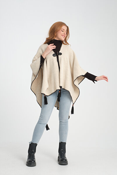 VEGA MODA Πλεκτό πανσό με ίσια φούντα - Γυναικείο πανσό με ραφές ψαράδικου oversized |   Εξωτερικά ρούχα Κομψό σάλι παντζόνι, παντζόνι