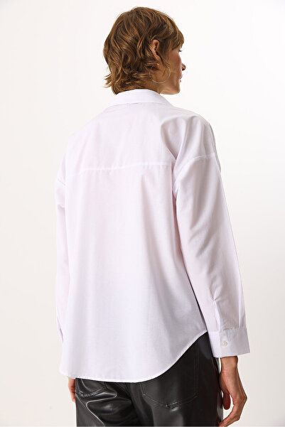 VENA Women's Regular Fit Pocketed 100% Cotton Poplin Shirt - White