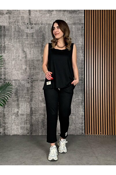 Genel Markalar Kadın Askılı Yuvarlak Yaka Viskon Iki Iplik Bluz Ve Eşofman Al...