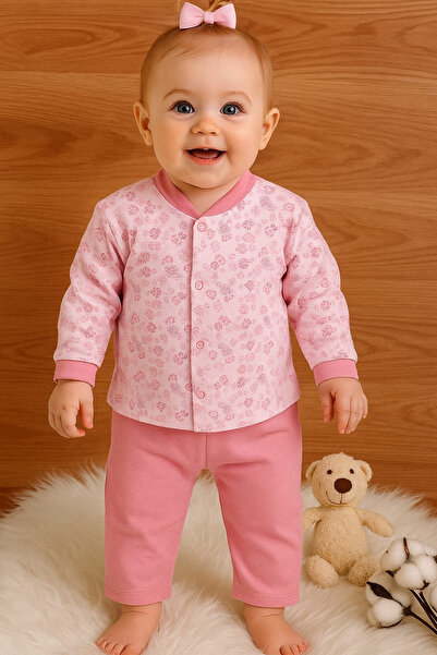 Minoliva Luna 3-6 ay kız bebek 2li alt üst takım. %100 pamuklu kumaştır.