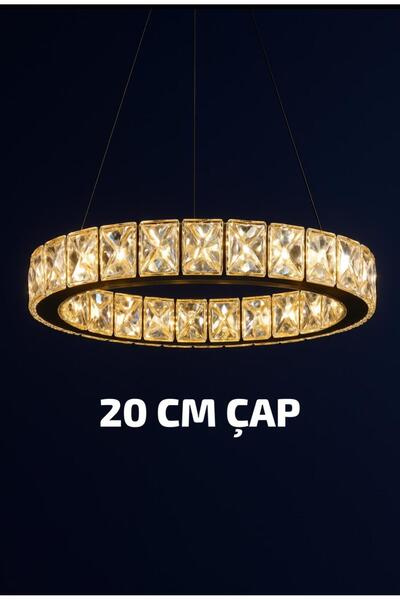 VENON Parıltı Tekli 20 Cm Ledli Plaket Kristal Taş Işlemeli 3 RENK Ara Hol Mutfak Led Avi