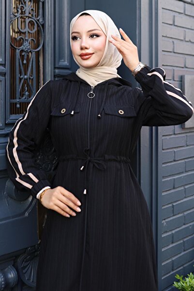 Missvalle Lace-Up Waist Hooded Suit Black 19241