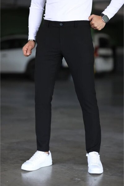 Asil Acar Home Men's Straight Cut Ankle Length Fabric Trousers