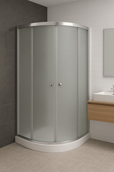 Viera Concept Duşakabin Oval 5mm buzlu cam eloksal profil H.180 Cm