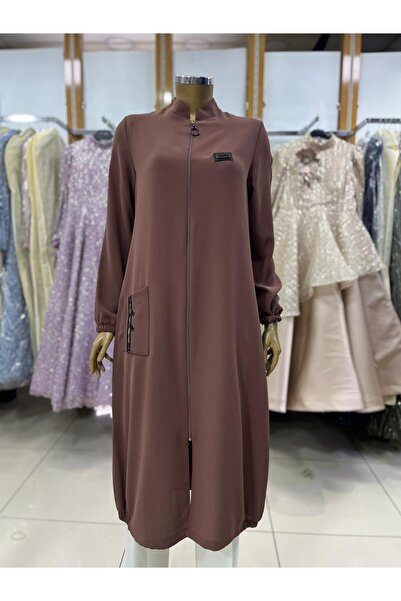 sarmoda 1014 ÖNDEN FERMUARLI KOL UCU LASTİKLİ CEPLİ LEOPAR LASTİKLİ GİY ÇIK KAP QYS KAP 1014 #24-03#