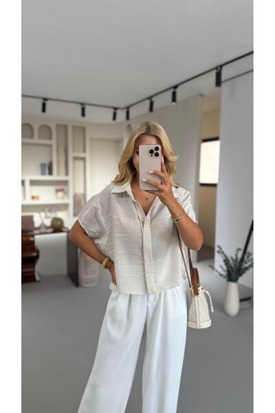 Sezgi Tekin Φυσικό κοντομάνικο πουκάμισο Modal