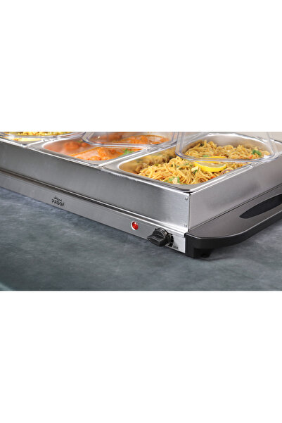 PROOF 300W Stainless Steel Electric Food Warmer 3 x 2.5L Each Compartment with Thermostatic Control