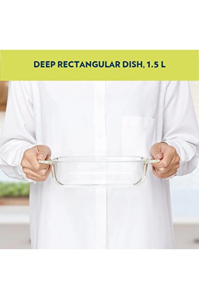 Borosil Deep Rectangular Dish, 1.5L Microwave, Oven And Dishwasher Proof