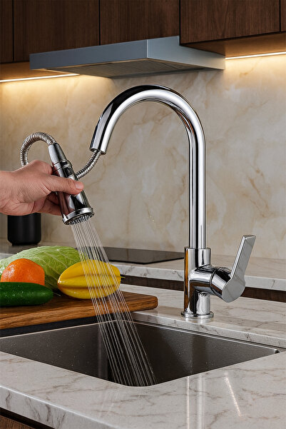 KUSTAR Chrome Spiral Function On/Off Kitchen Sink Faucet Guaranteed