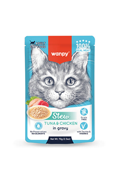 Wanpy Pouch Ton Balıklı ve Tavuklu Yaş Kedi Maması 70gr