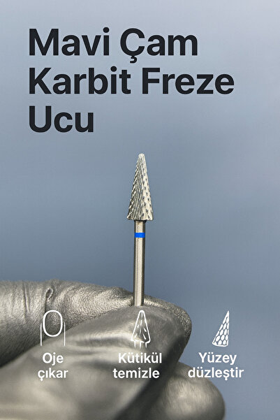 Rulia Professional RULIA Mavi Bantlı (Orta) Çam Karbit Freze Ucu – Jel & Kalı...