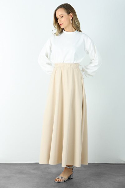 TÜCCAR UMUT Bej Scuba Kloş Etek