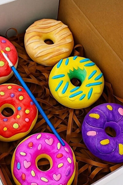 rufhomedesign 6’lı Boyama Donut Set Anne Çocuk Etkinliği Boyama Seti Fırça ve...