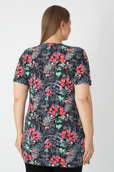 İntensive Patterned Short Sleeve Cotton Women's Plus Size T-Shirt