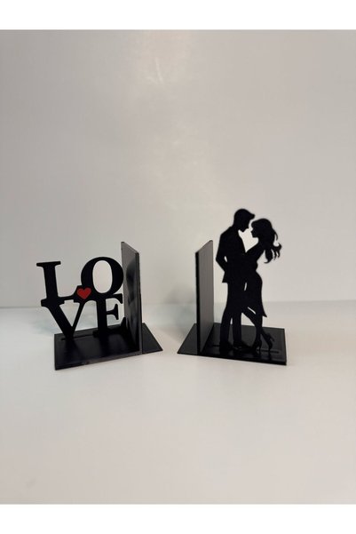 Generic Brand Book Holder with Love and Couple Figurines Romantic Decorative Bookshelf Accessory Shelf Organizer