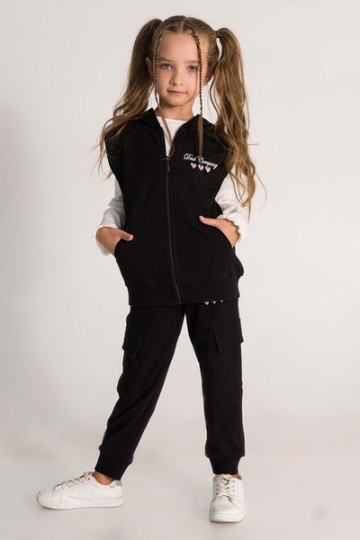 ww waka waka kids store Girl's Hooded Zippered Vest | Comfortable and Stylish Pocket Model