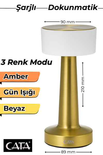 ga gözde aydınlatma Denver Şarjlı Dokunmatik Masa Lambası | Beyaz Işık • Gün ...