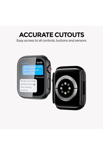 O Ozone Matte Case with Built in Screen Protector | Apple Watch Series 8 45mm Pack of 3 | Black/Blue/Clear