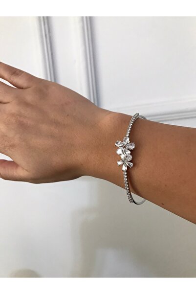 shop PASLANMAZ ÇELİK TAŞLI PARLAK ÇİCEK DESENLİ TAK ÇIKART KELEPÇE BİLEZİK