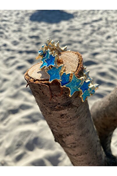 Tılsım Bijuteri Mineli Yıldızlı Mavili Lastik Bileklik