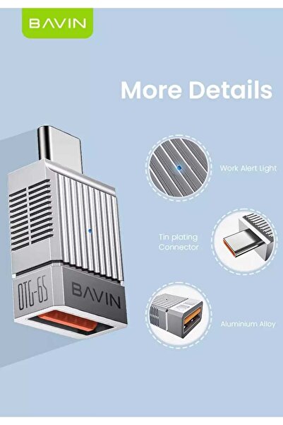 Bavin 120W 10Gbps Type-C to USB 3.1 Fast Charging and Data Transfer Adapter