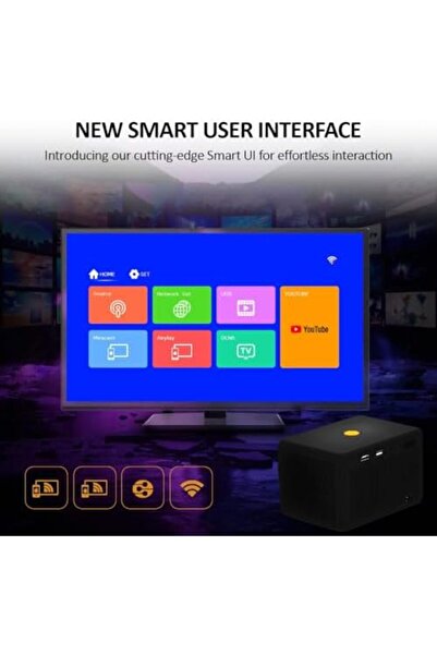 Wownect WiFi Portable Projector 150 ANSI Lumens Portable Outdoor Movie Projector with 200" Screen Supported
