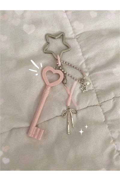 bettymettys Breloc Aşk & Arkadaşlık Yıldızlı ve Fiyonklu Fairycore Coquette