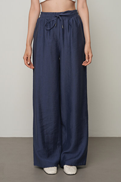 Orfeo Negro Women's Solid Color Elastic Waist Wide Leg Pants
