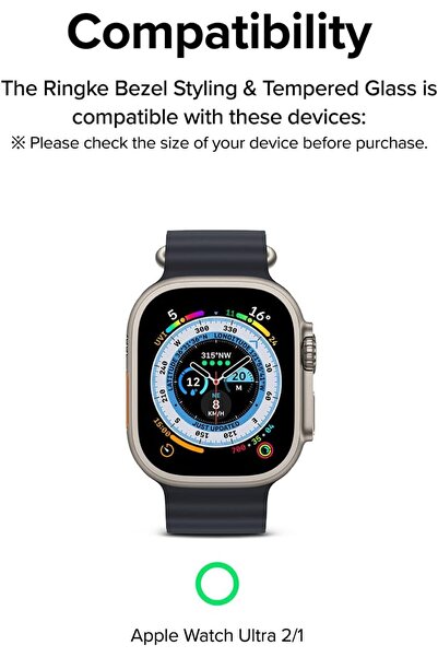 Ringke Apple Watch Ultra 2 / 1 Screen Protector 49mm) and Case |Bezel Styling & Glass- 49-01