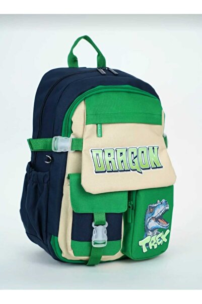 Efe Kore Tarzı Özel Tasarım Full Astarlı İthal Erkek Okul Çanta+Kalemlik LACİVERT-YEŞİL