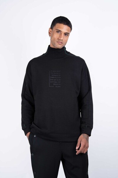 Ex-pent Erkek Regular Fit Boğazlı Siyah Sweat