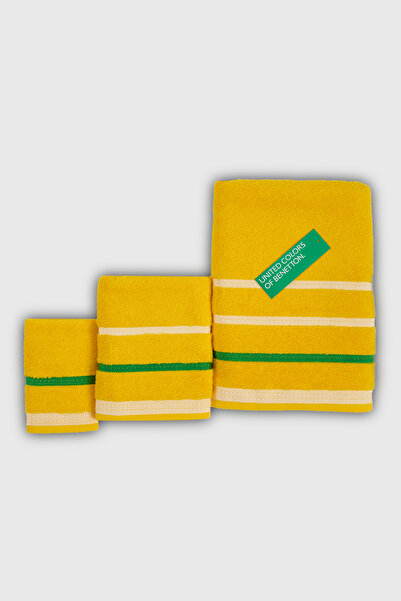 Benetton Home Рушник для ванної кімнати, рушник для рук, рушник для тіла, жовтий, 100% бавовна, набір з 3 штук, 70x140 см, 50x90 см, 30x50 см