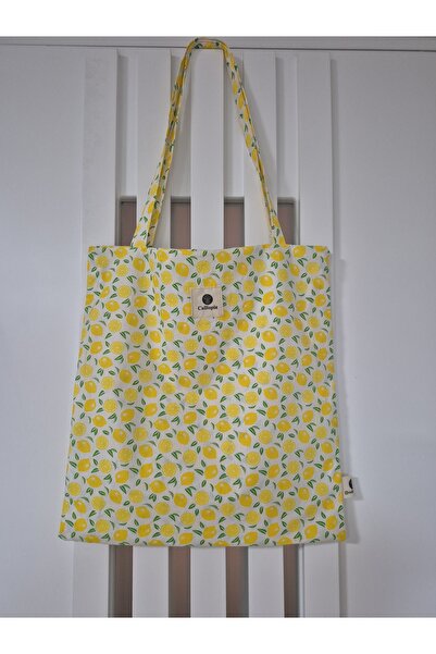 Calliopia Limon Desenli Torba Pamuk El Çantası
