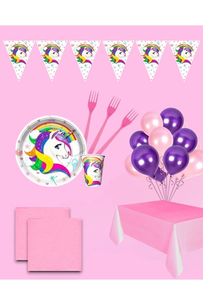 Zayna's Unicorn Themed Girl's Concept Set for 24 People Birthday Party Supplies
